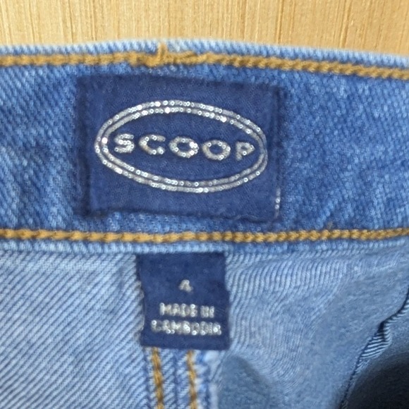 Scoop Midi Skirt Womens‎ 4 Blue Denim Cargo Slit Frayed Streetwear Y2K Skater - Picture 2 of 8